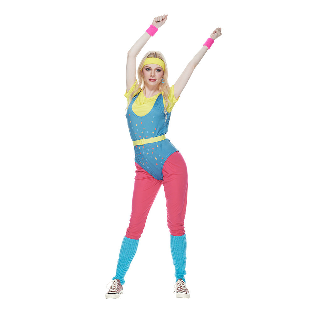 Women's 80s Rhythm Cosplay Costume for Halloween Bar Party Performances