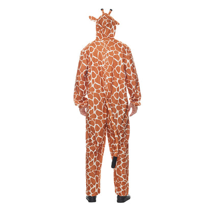 Men's Giraffe Cartoon Hooded Jumpsuit Pajamas Costumes for Halloween Party Stage Performances