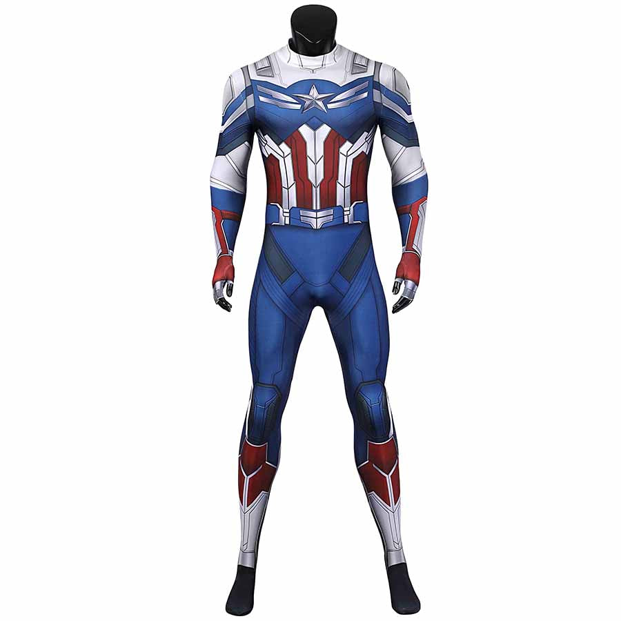 The Falcon and The Winter Soldier Sam Wilson New Captain America Jumpsuit Cosplay Costume for Halloween