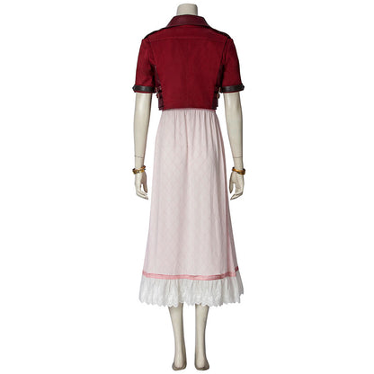 Final Fantasy VII Remake FF7 Aerith Gainsborough Cosplay Costume Full Set for Halloween