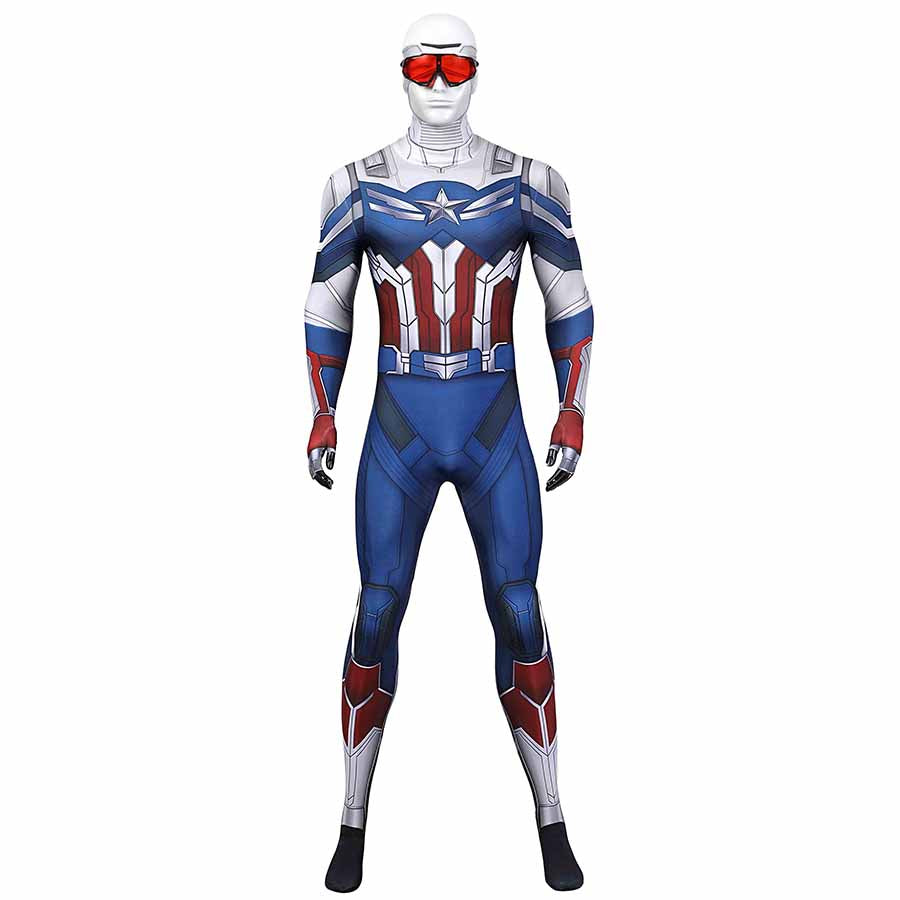 The Falcon and The Winter Soldier Sam Wilson New Captain America Jumpsuit Cosplay Costume for Halloween