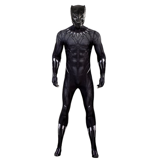 Black Panther King of Wakanda T'Challa Jumpsuit Cosplay Costume for Halloween