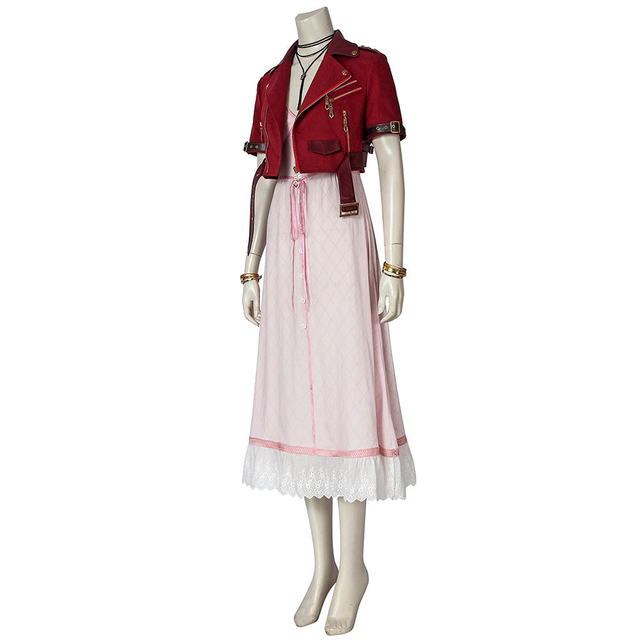 Final Fantasy VII Remake FF7 Aerith Gainsborough Cosplay Costume Full Set for Halloween