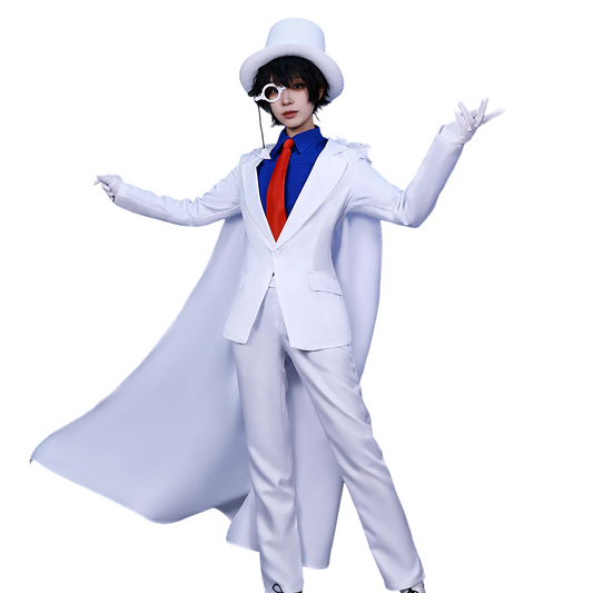 Detective Conan Magic Kaito Kaitou Kiddo Kid the Phantom Thief Cosplay Costume Full Set for Halloween