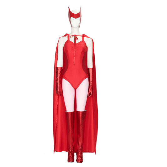 WandaVision Scarlet Witch Wanda Maximoff Red Cosplay Costume Full Set for Halloween