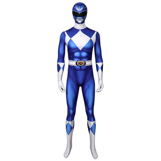 Mighty Morphin Power Rangers Blue Ranger Billy Cranston Jumpsuit Cosplay Costume for Halloween