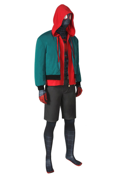 Spider-Man: Into the Spider-Verse Miles Morales Jumpsuit Cosplay Costume Outfit for Halloween